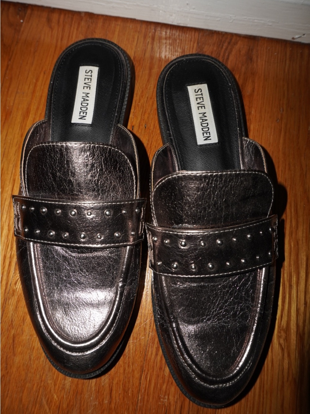 Steve Madden Metallic Bronze Studded Slip-On Loafers